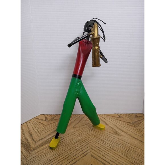 Saxophone Player Sculpture South African Scrap Metal VTG Folk Art Music Theme - Picture 8 of 12